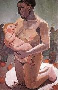 Paula Modersohn-Becker Mother knelt and son oil painting